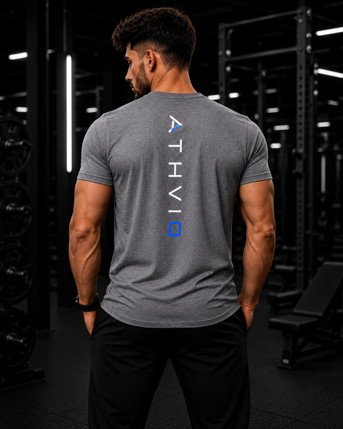 ATHVIQ Core Performance Tee – Grey (Back Design)