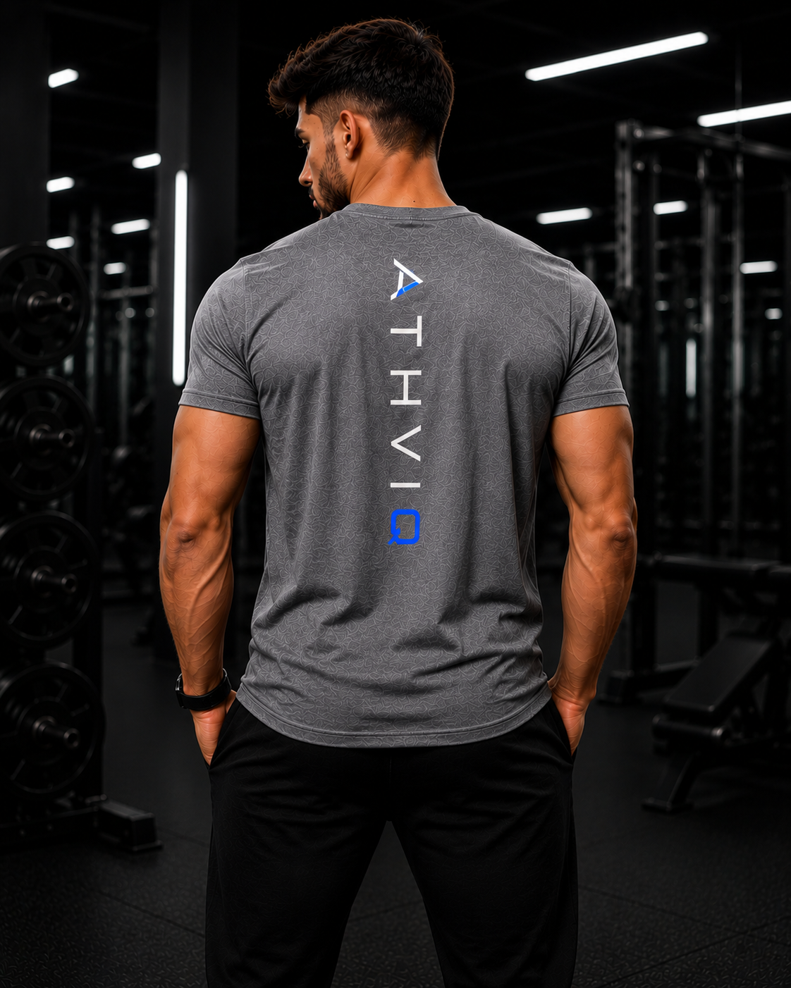 ATHVIQ Core Performance Tee – Grey (Back Design) - 2